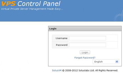 SolusVM面板登录界面